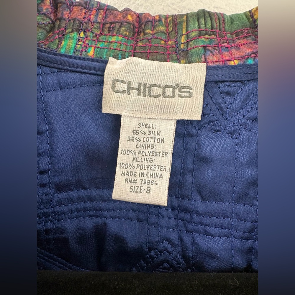 Chico's reversible quilted jacket multicolor geometric print reversible 3/XL - Picture 3 of 8